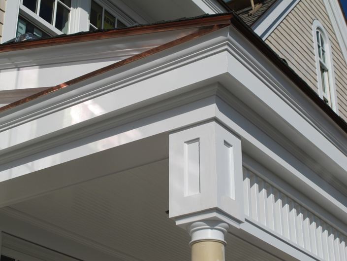 Trim details at porch eave